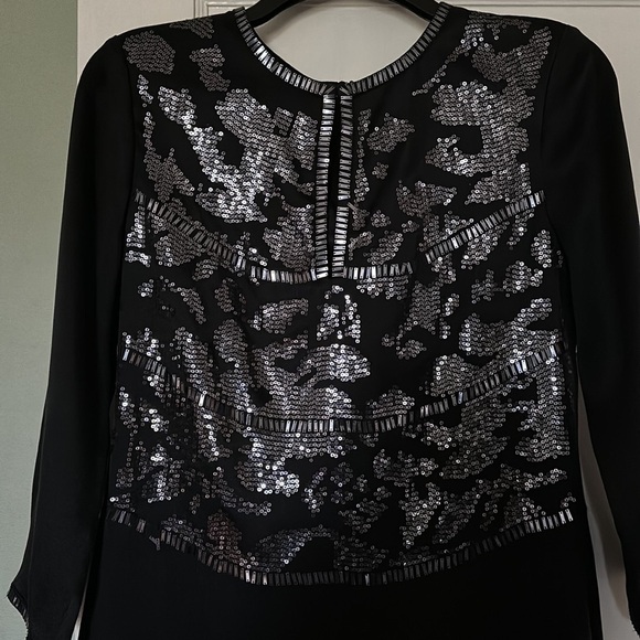 TORY BURCH Black Sequin Silk Shift Dress - Picture 6 of 16
